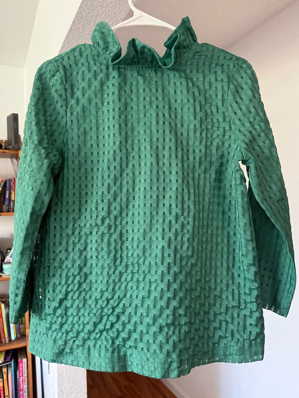 Tuckernuck Emerald Burnout Faye Ruffle Collar Blouse XS